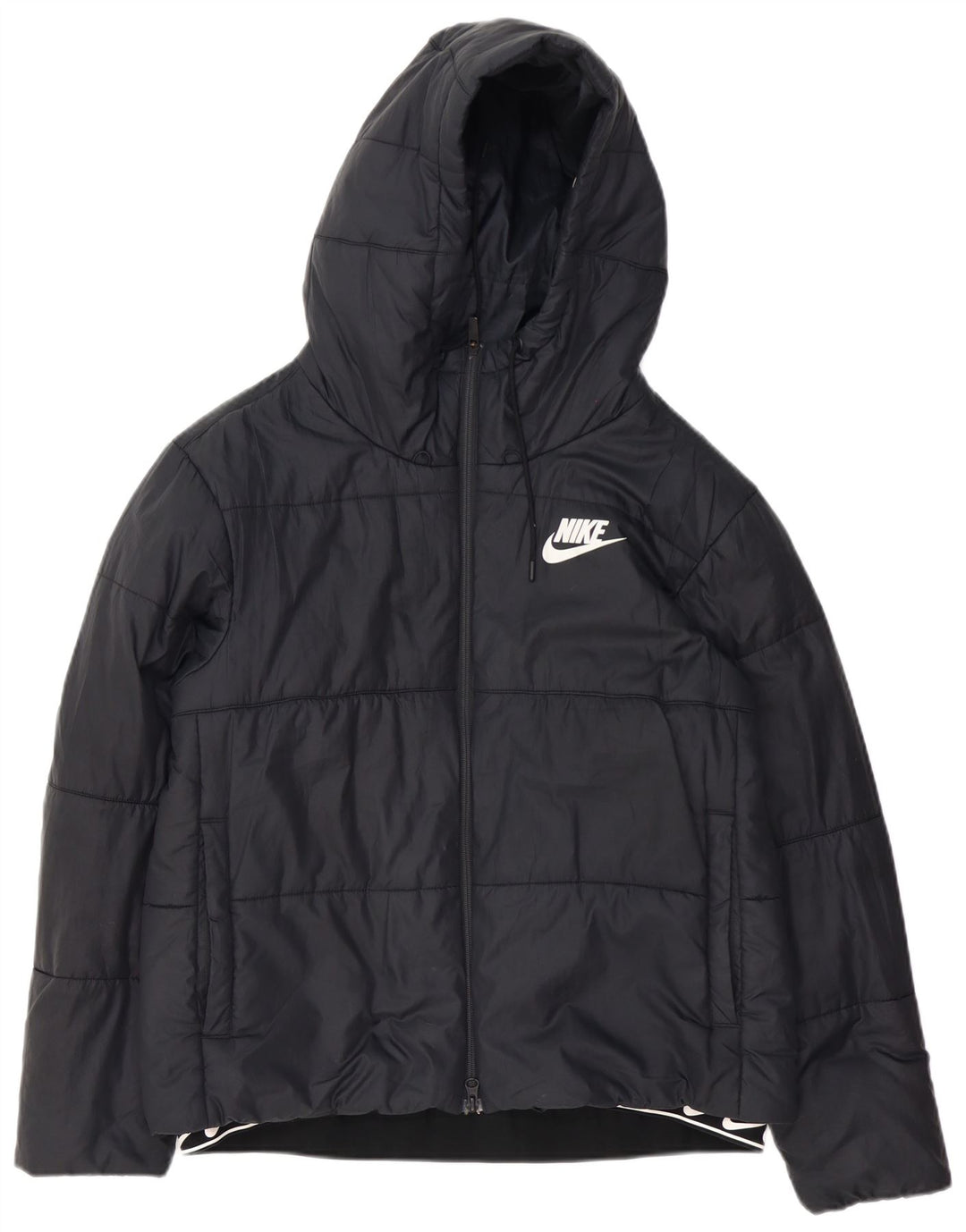 Nike - Chaqueta acolchada con capucha para mujer, talla XL, poliéster negro