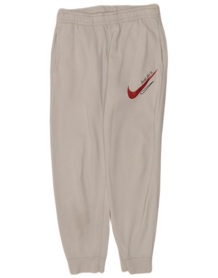 Nike Mens Graphic Tracksuit Trousers Joggers Small  White Cotton