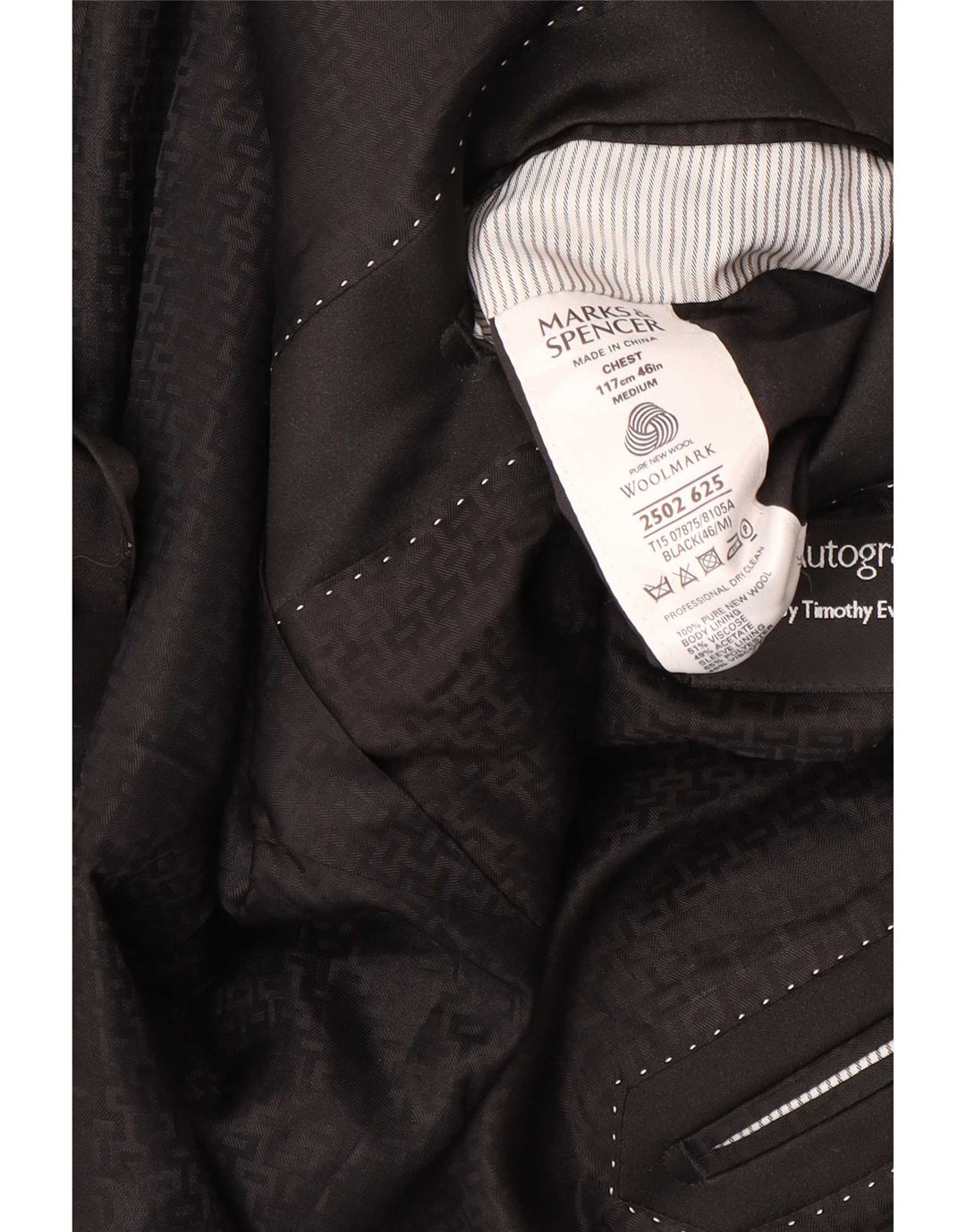 Marks & Spencer Mens 1 Button Blazer Jacket UK 46 XL Black New Wool