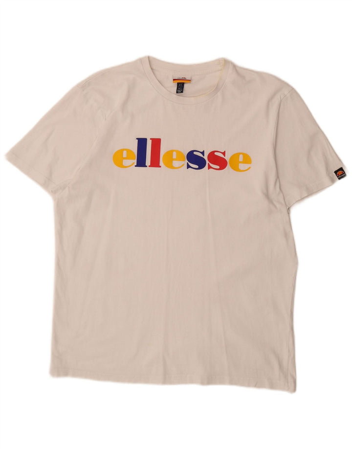 ELLESSE Mens Graphic T-Shirt Top Large White
