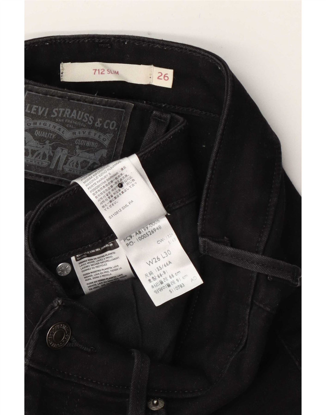 Jeans Levi's 712 Slim da donna W26 L30 cotone nero