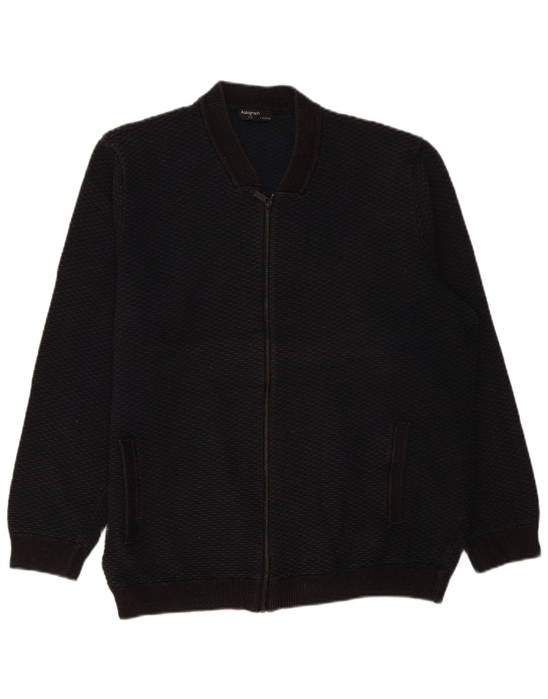 Marks & Spencer Herre cardigan sweater med fuld lynlås 2XL sort bomuld