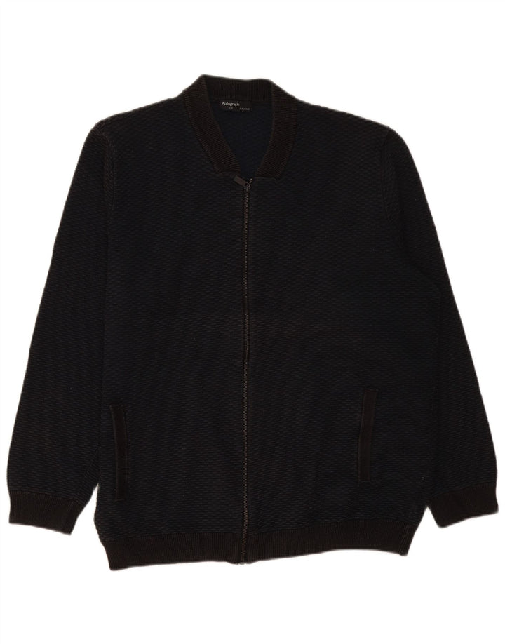 Marks & Spencer Herre cardigan sweater med fuld lynlås 2XL sort bomuld
