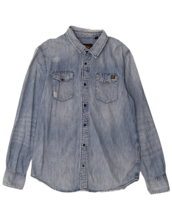 Superdry denimskjorte til mænd XL blå bomuld