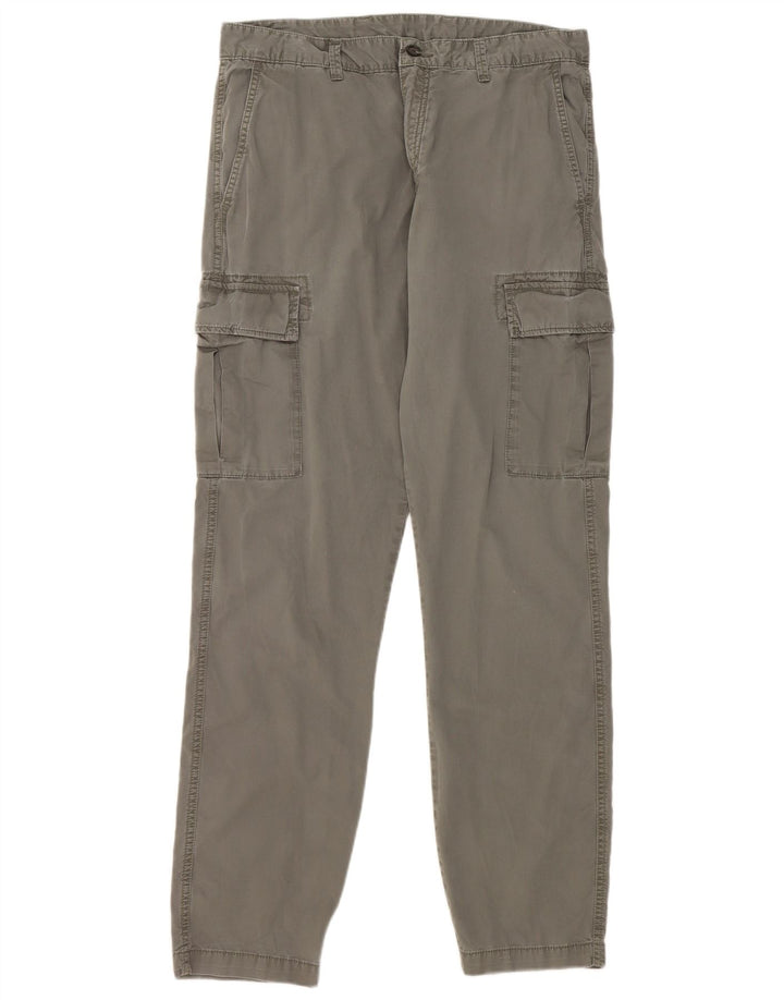 Marks & Spencer Mens Straight Cargo Trousers W34 L33 Khaki Cotton