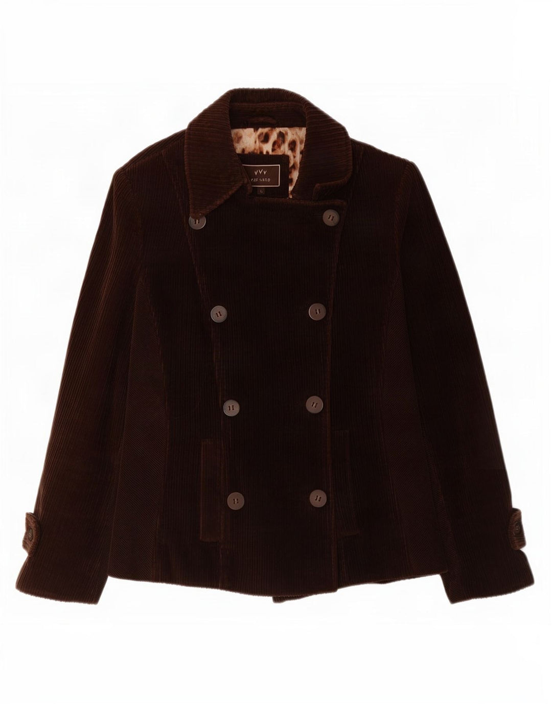 Marks & Spencer Dame Per Una Corduroy Ærtefrakke UK 12 Medium Brun Bomuld