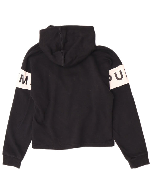 Felpa con cappuccio grafica per ragazze Puma 11-12 anni in cotone color block nero