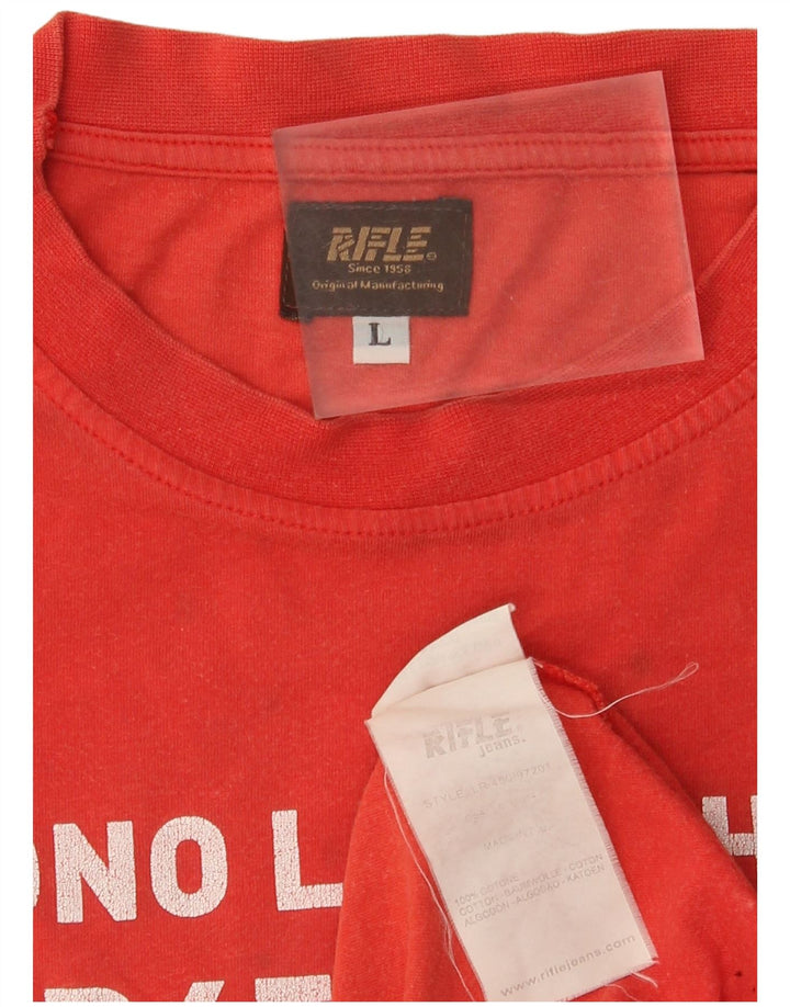 Rifle Mens Graphic T-Shirt Top Large Red Cotton