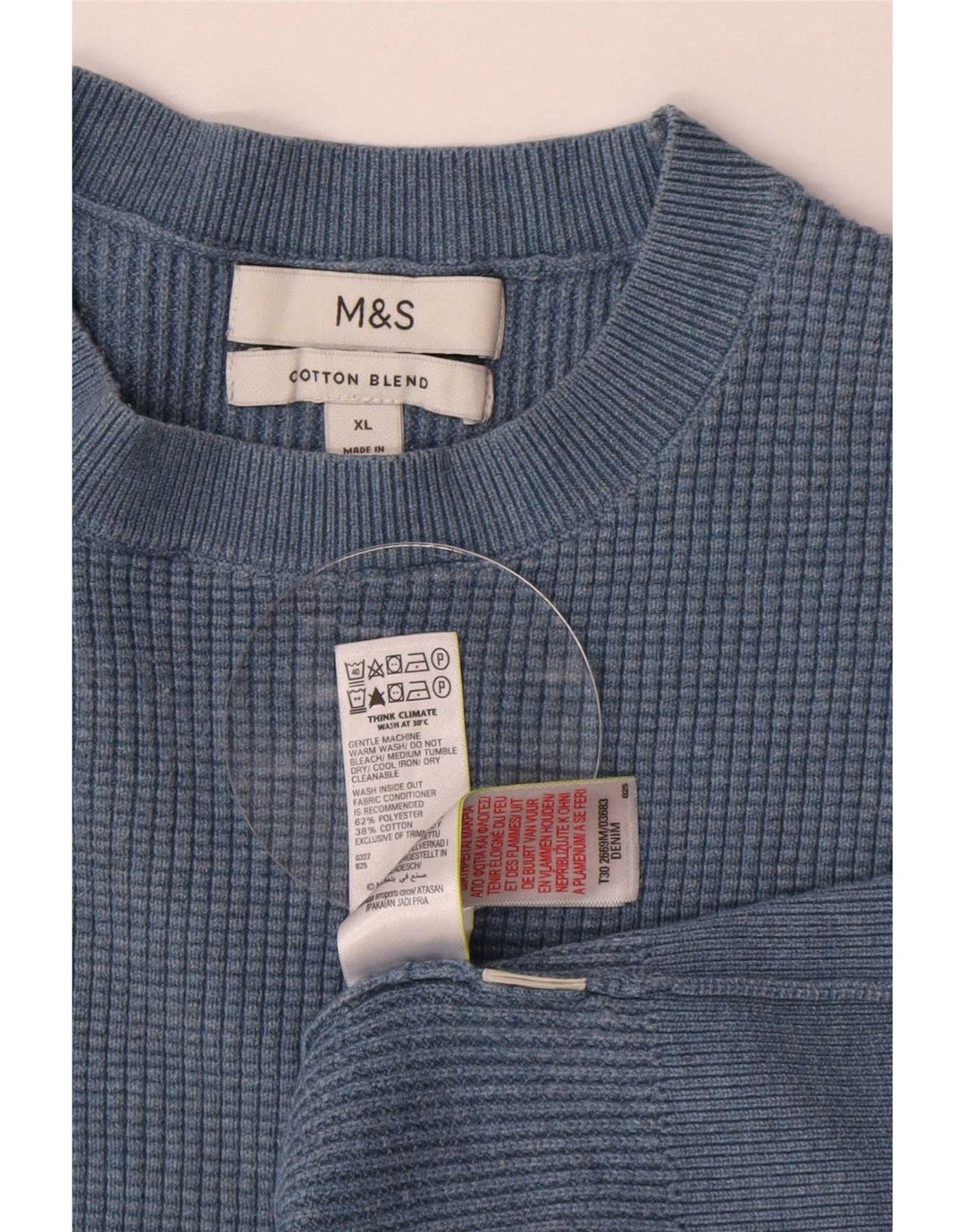 Marks & Spencer Mens Crew Neck Jumper Sweater XL Blue Polyester