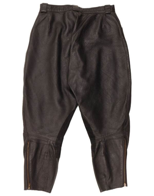 Vintage Mens Moto Racer Leather Trousers W30 L26 Black Leather
