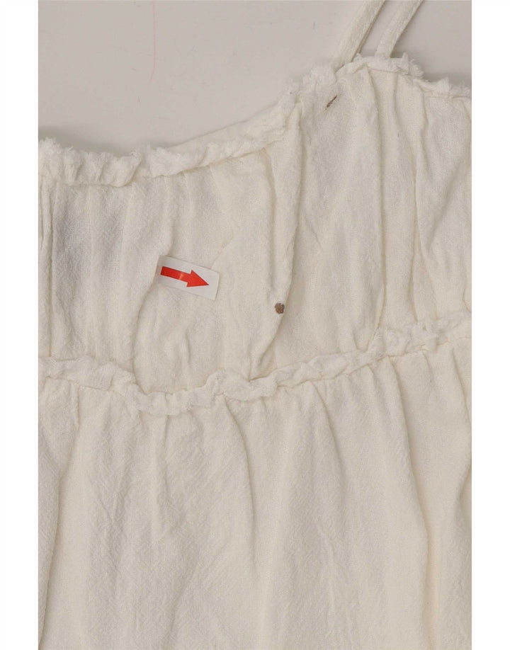 Zara Robe d'été pour femme UK 12 en coton blanc moyen