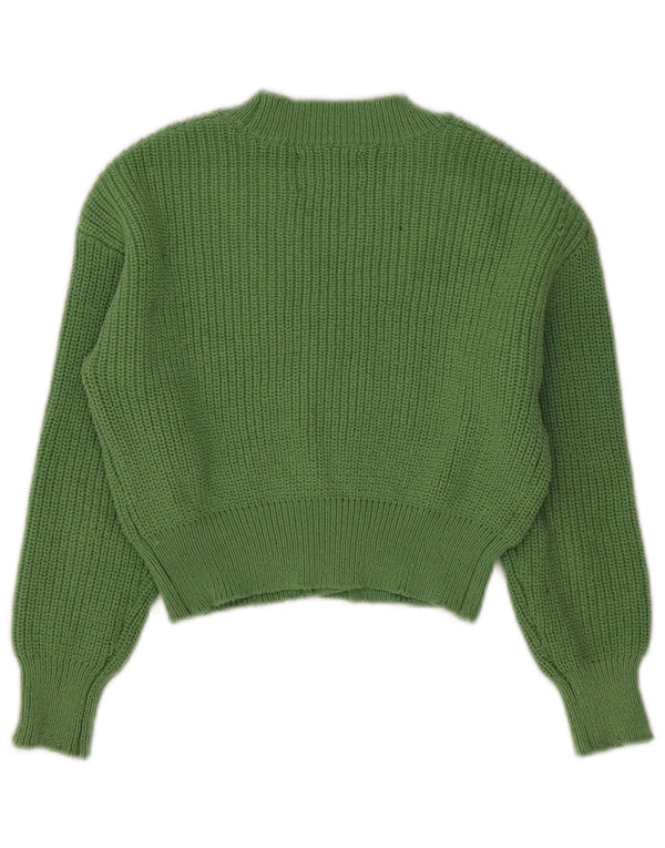 Zara Girls Crop Cardigan Sweater 9-10 År Grøn Polyester