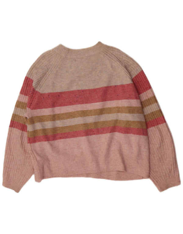 Marks & Spencer Dame Boat Neck Jumper Sweater UK 18 XL Pink Stribet