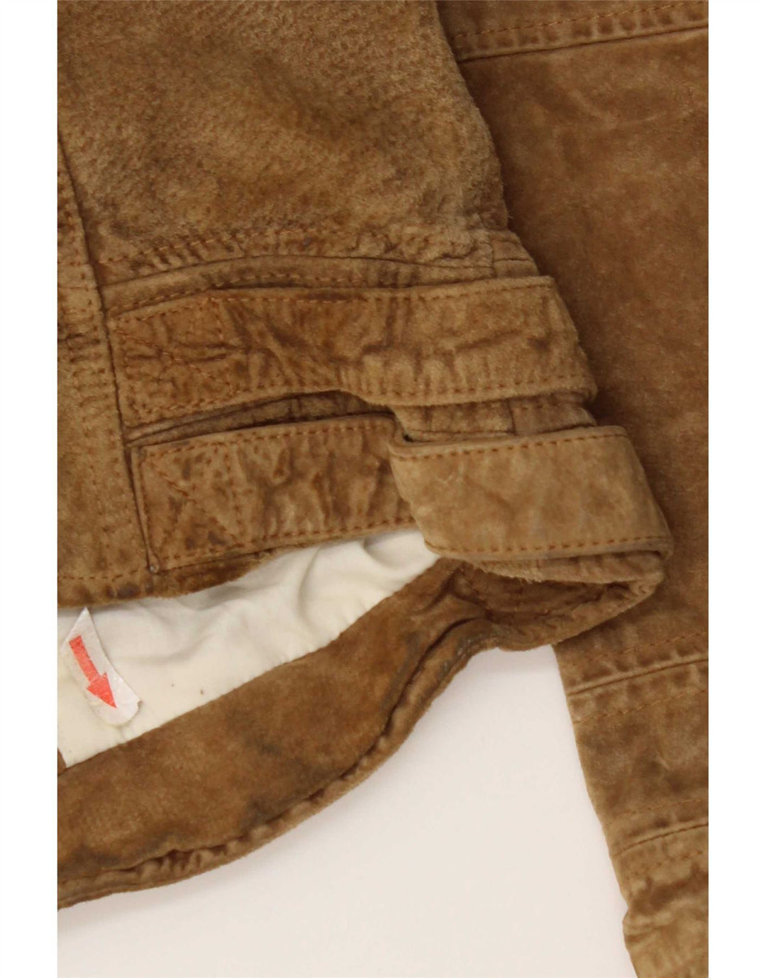 Zara Mujer Crop Gamuza Chaqueta UK 42 Cuero Beige Medio