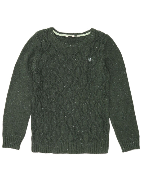 Crew Clothing Womens Boat Neck Jumper Sweater UK 14 Medium Green Flecked