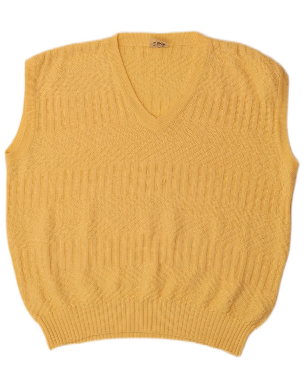 Angelo Litrico Mens Vest Tank Top IT 52/54 Large Yellow Cotton