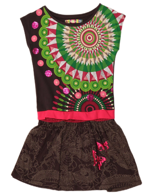 Abito Desigual per ragazze a vita bassa 11-12 anni Farfalla Paisley multicolore