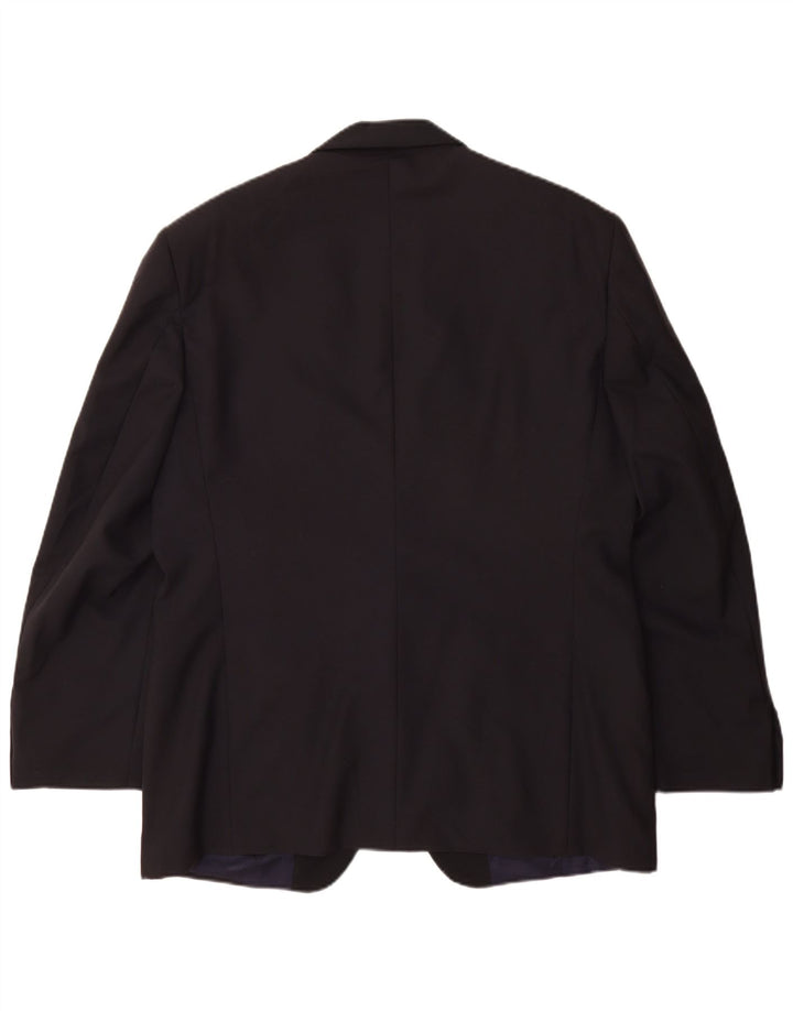 Ferre Herren 1-Knopf-Blazerjacke IT 54 2XL Marineblaue Schurwolle