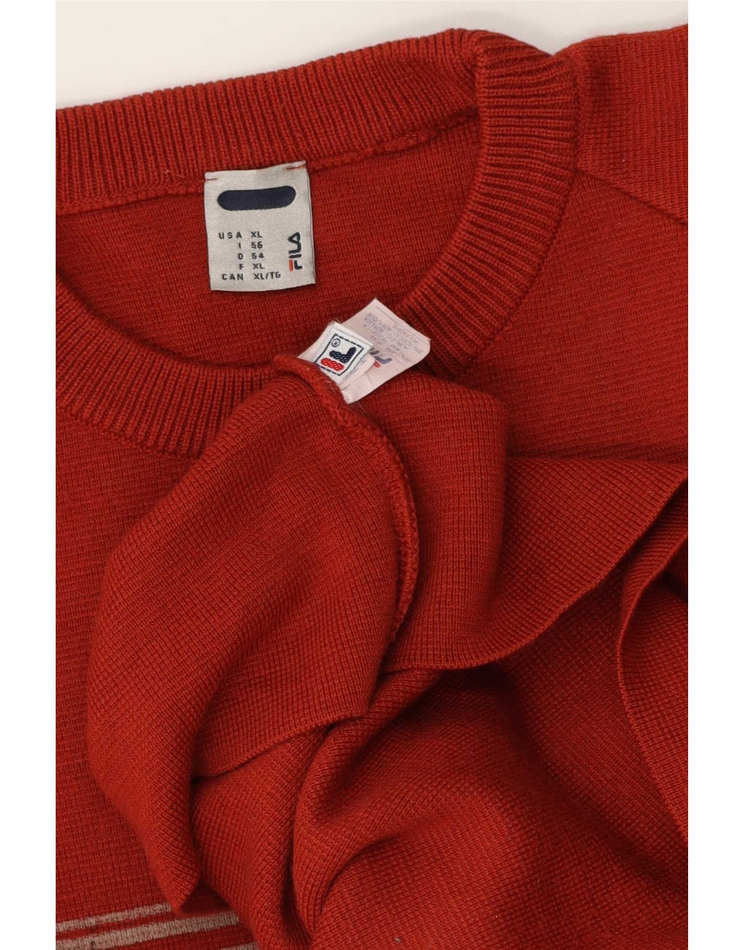 Fila Herre Crew Neck Jumper Sweater XL Rød Colourblock Uld