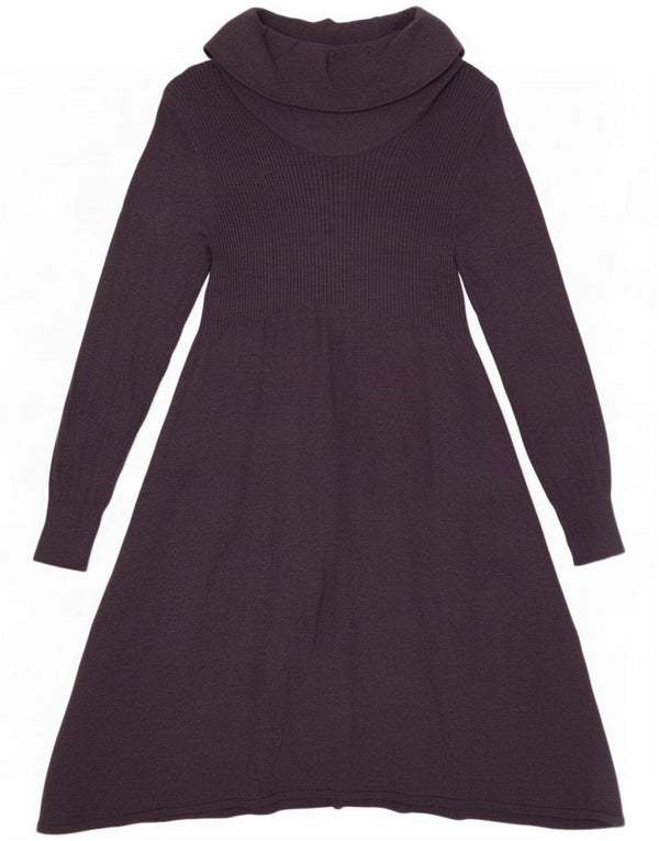 Marks & Spencer Abito maglione a maniche lunghe da donna UK 16 Large Viola Nylon