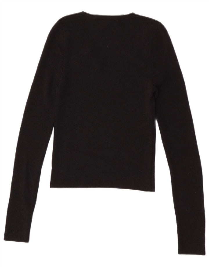 Zara Womens Crop Top Langærmet UK 8 Small Black Polyamide