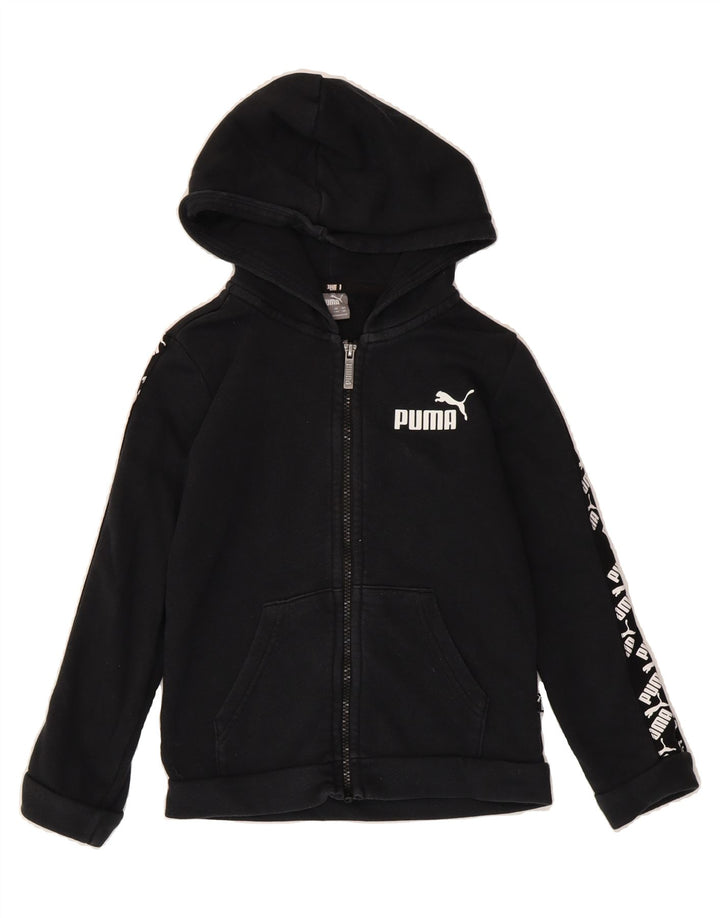 PUMA Boys Graphic Zip Hoodie Sweater 7-8 Years Black Cotton Vintage Puma and Second-Hand Puma from Messina Hembry 