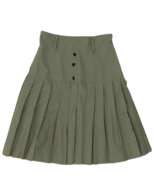 La Madeleine Womens High Waist Knife Pleated Skirt Small W26 Green