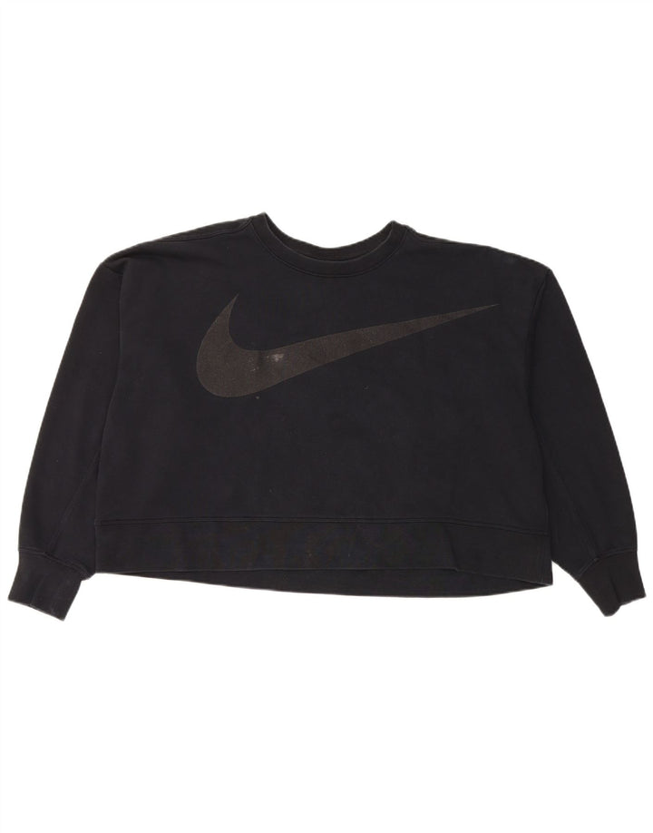 Nike Dame Dri Fit Grafisk Oversized Sweatshirt Jumper UK 16 Large Sort