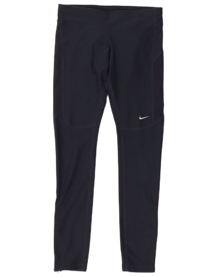 Nike Womens Dri Fit Leggings UK 6 XS Navy Blue Polyester