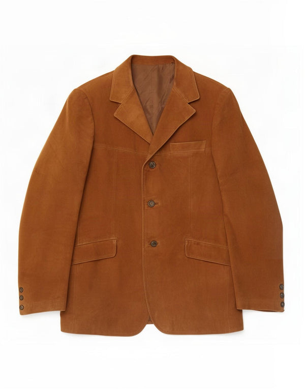 Vintage Mens 3 Button Suede Blazer Jacket IT 50 Large Brown