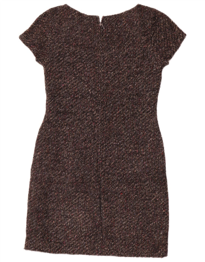 Jigsaw Womens Sheath Dress UK 8 Small Brown Flecked Wool