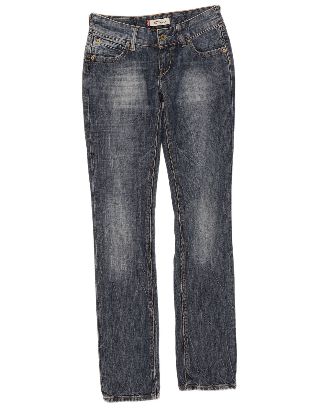 Levi's Womens 571 Slim Jeans W27 L34 Blue Cotton