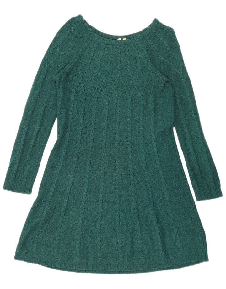 White Stuff Womens Jumper Dress UK 14 Medium Green Cotton