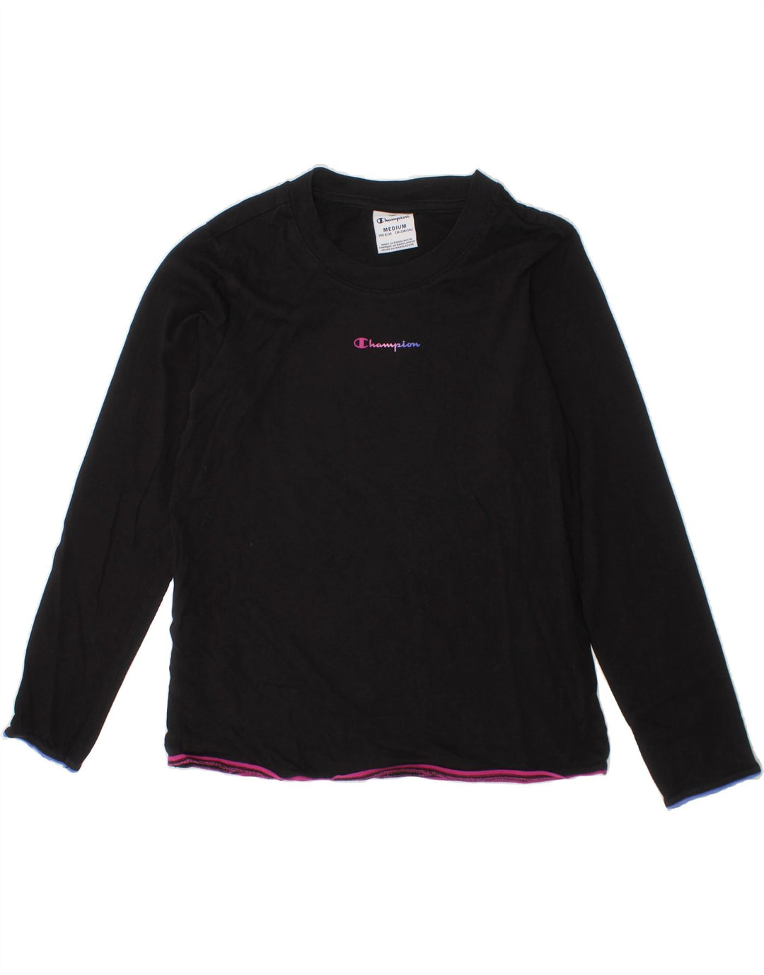 CHAMPION Girls Top Long Sleeve 9-10 Years Medium  Black Cotton Vintage Champion and Second-Hand Champion from Messina Hembry 