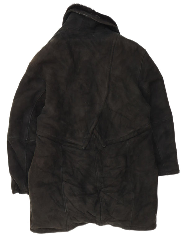 Vintage Damen Übergroßer Shearling-Mantel IT 46 Großer schwarzer Shearling
