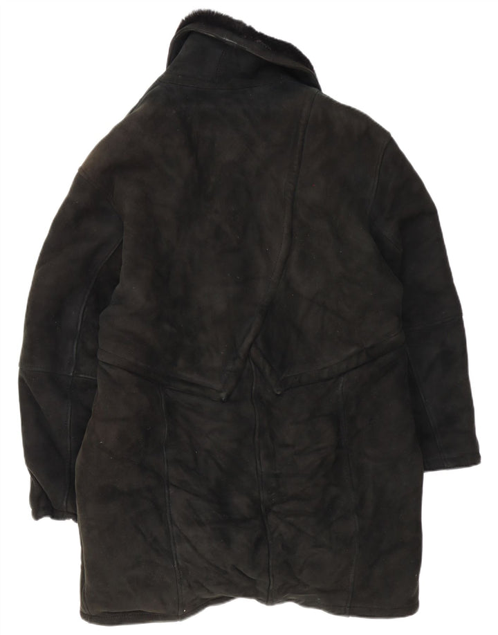 Vintage Womens Oversized Shearling Coat IT 46 Large Black Shearling
