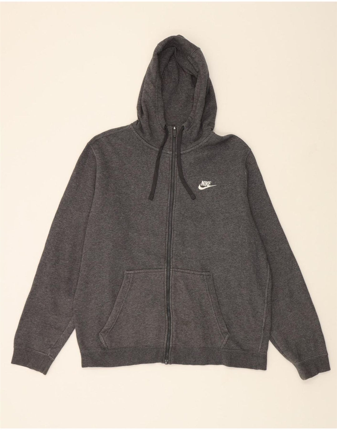 NIKE Mens Zip Hoodie Sweater Large Grey Cotton Vintage Nike and Second-Hand Nike from Messina Hembry 