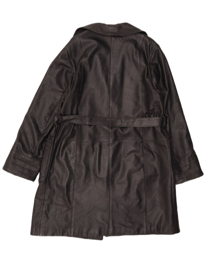 Abrigo de cuero vintage para mujer IT 44 Medio Negro