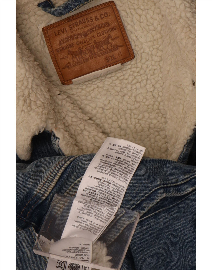 Levi's Mens Denim Sherpa Jacket UK 38 Medium Blue Cotton