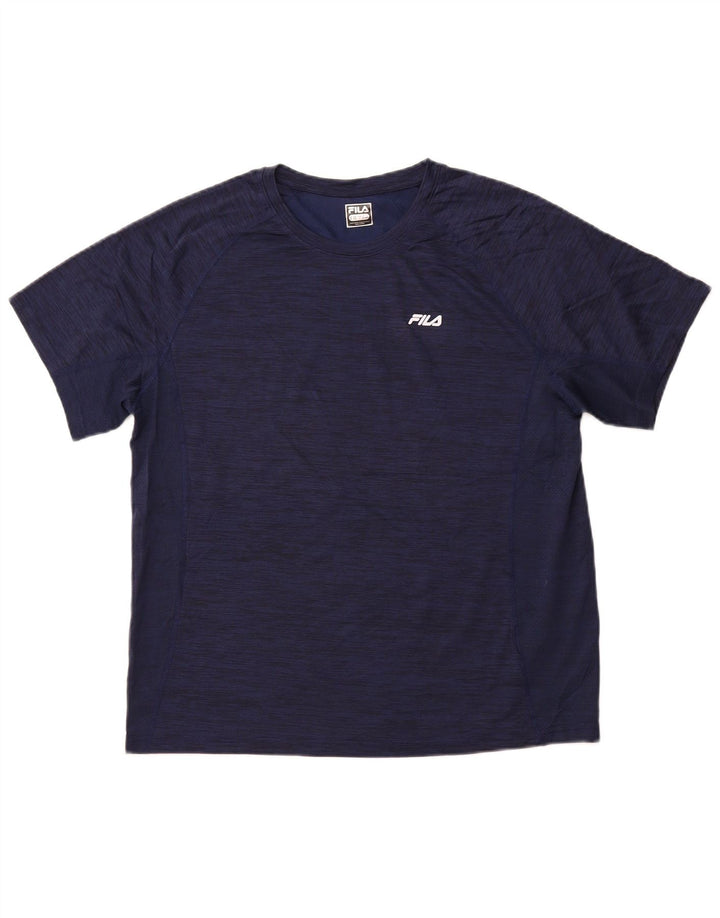 FILA T-Shirt Homme Bleu Marine Moucheté Polyester