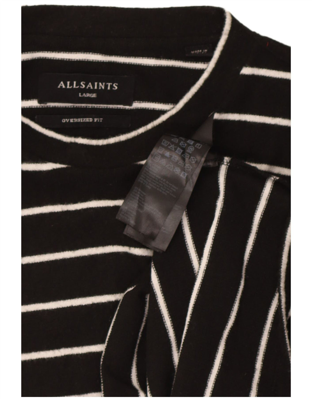 All Saints Womens Oversized UK 16 Large Μαύρος Ριγέ Πολυεστέρας