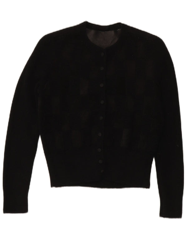 Maglione cardigan da donna vintage UK 12 medio nero
