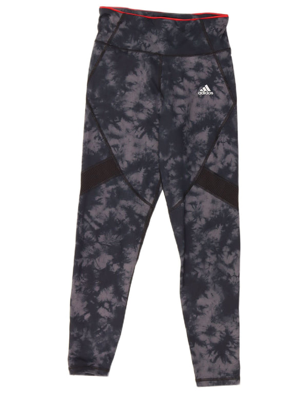 Leggings Adidas Aeroready da donna UK 10 Small Navy Blue Tie Dye Poliestere