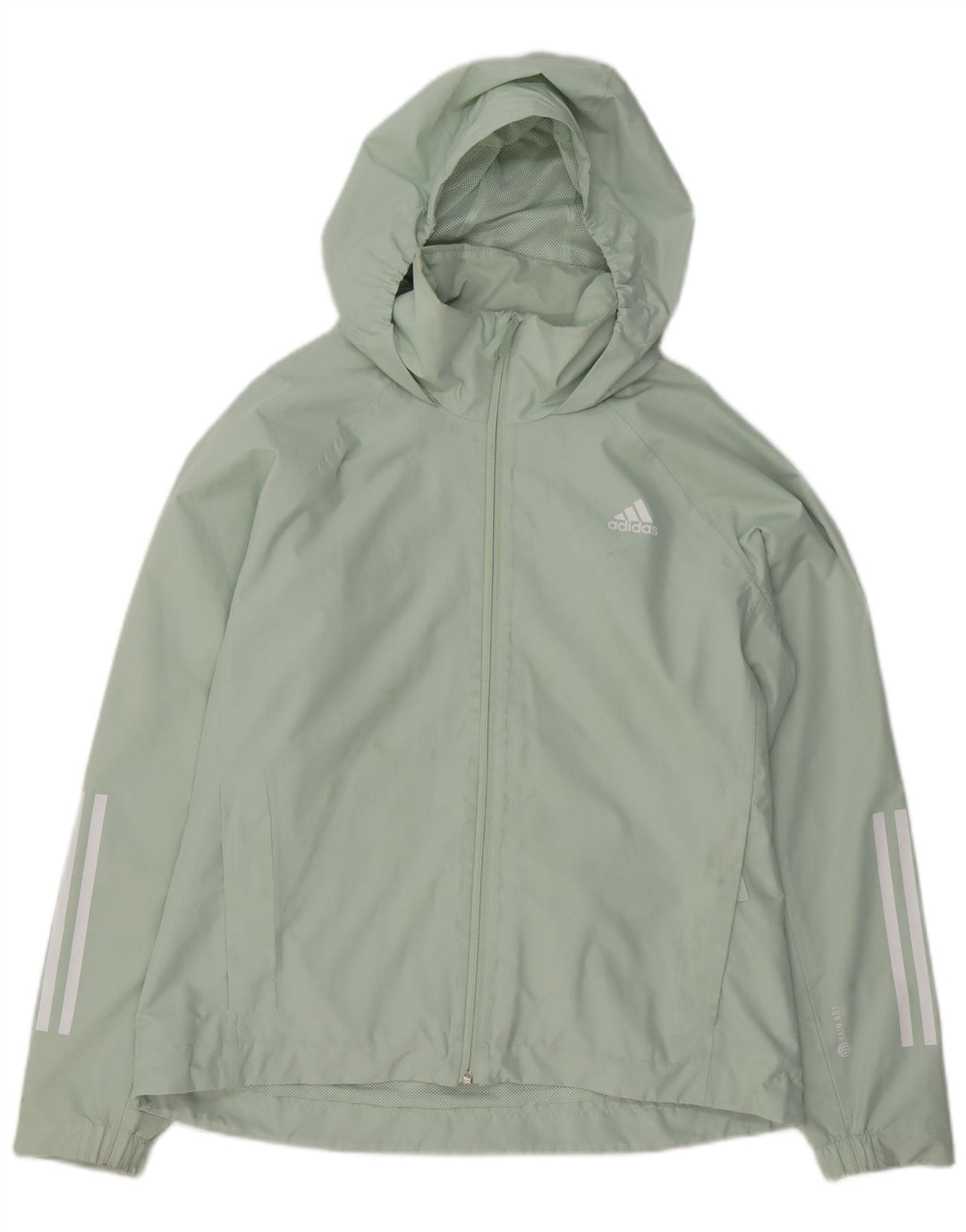 Adidas Womens Hooded Rain Jacket UK 16/18 Large Green Polyester