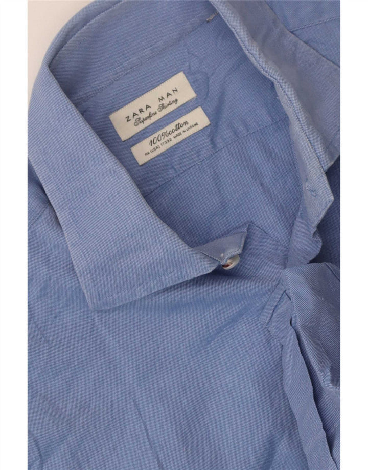 Zara Mens Shirt Medium Blue Cotton