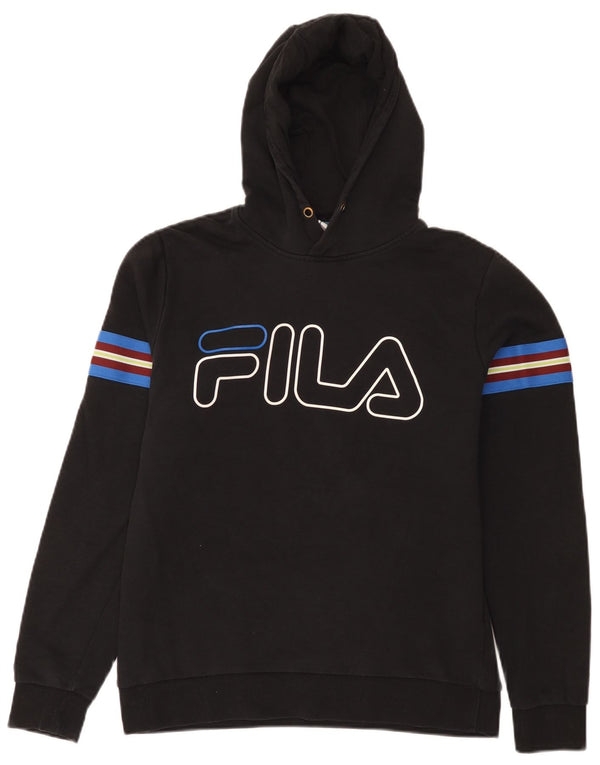 Fila Mens Graphic Hoodie Jumper Medium Black Cotton