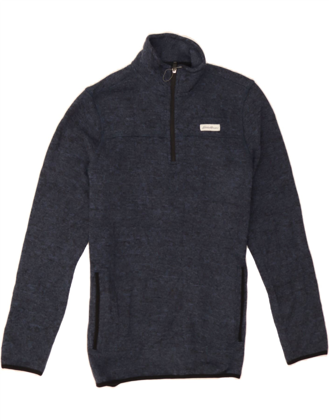 EDDIE BAUER Mens Zip Neck Sweatshirt Jumper Small Navy Blue Flecked Vintage Eddie Bauer and Second-Hand Eddie Bauer from Messina Hembry 