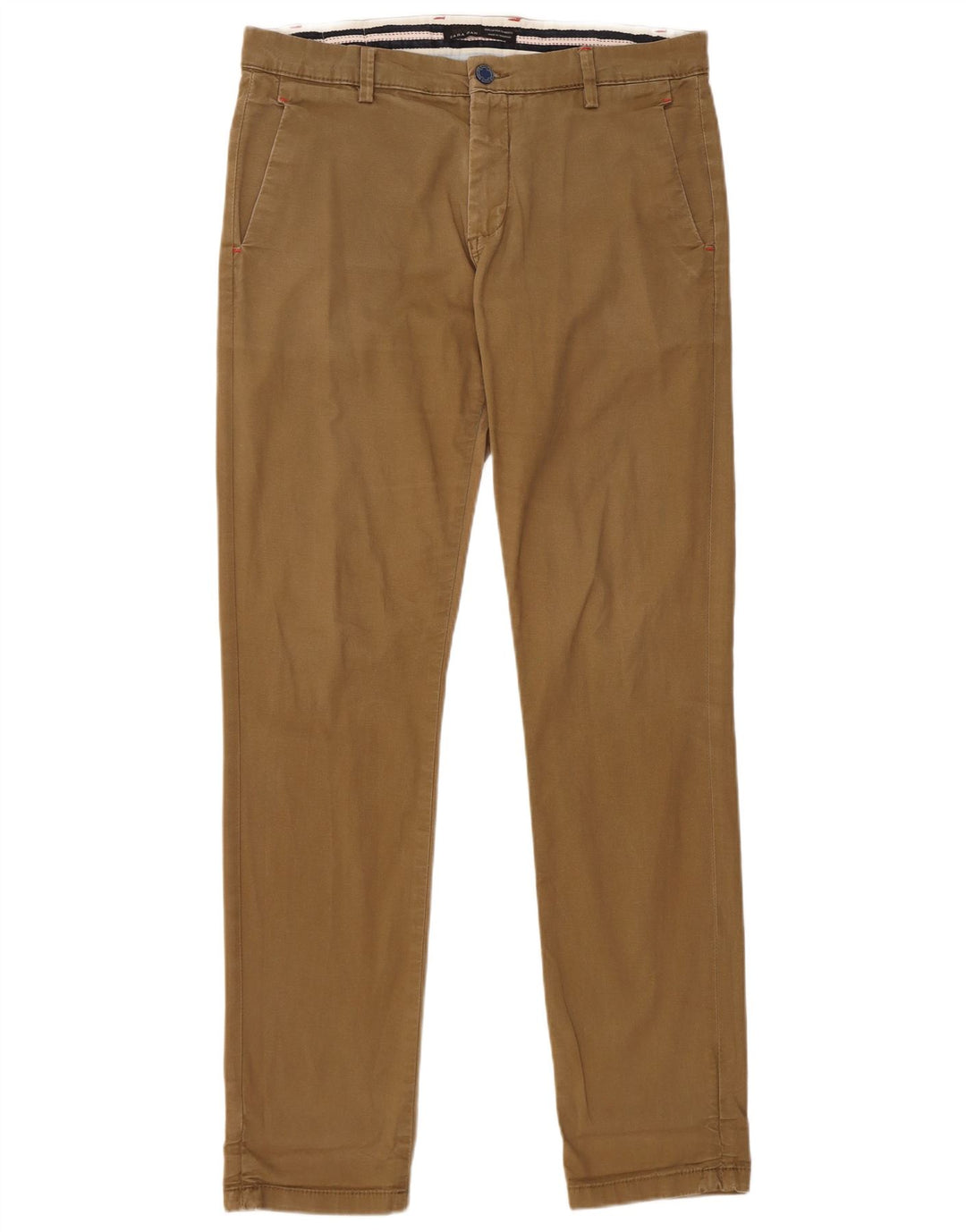 Zara Mens Slim Chino Trousers EU 40 Medium W31 L33 Brown