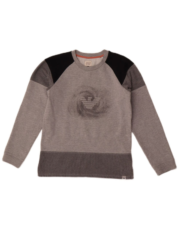 Armani Junior Γραφικό Φούτερ για Κορίτσια Jumper 11-12 ετών Γκρι Colourblock