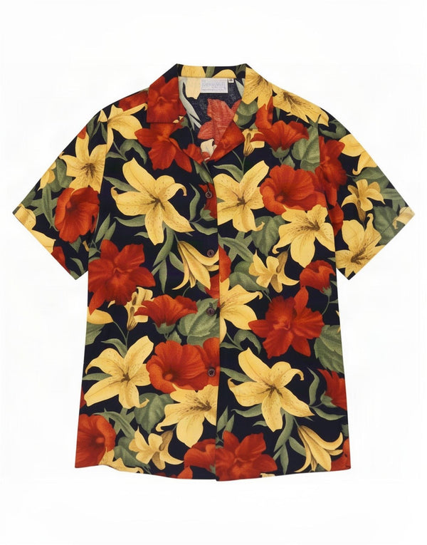 Blusa feminina de manga curta Edinburgh UK 10 pequena floral multicolorida